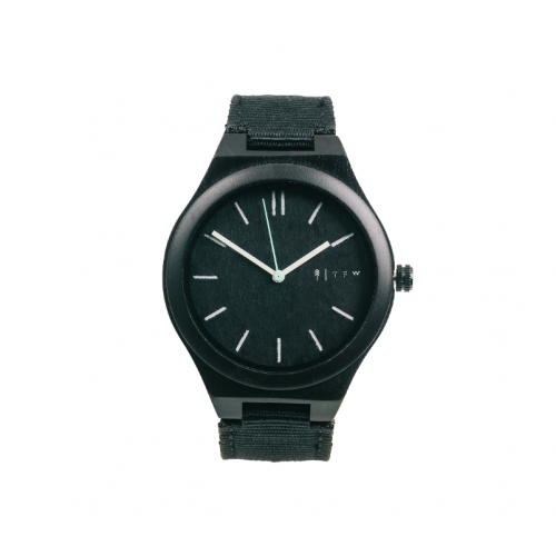 Nylon horloge met ebbenhout