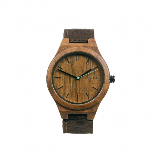 Walnoot horloge Igris Nylon